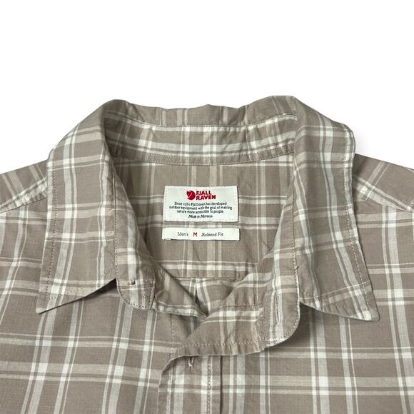 Fjallraven Relaxed Fit Short Sleeve Button Down Shirt SIZE M Brown Plaid - Picture 4 of 9